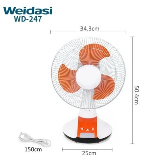 Rechargeable and electric table fan 12 inches with LED light - Vidasi model WD-247 WD-247S