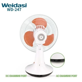 پنکه ویداسی رومیزی قابل شارژ و برقی 12 اینچ با چراغ WD-247S