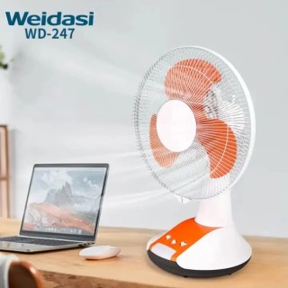 Rechargeable And Electric Table Fan 12 Inches With LED Light - Vidasi Model WD-247 WD-247S